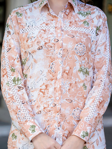 Peach Pure Cotton Lace Detailing Co-ord Set