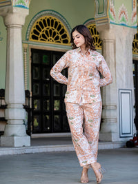 Peach Pure Cotton Lace Detailing Co-ord Set