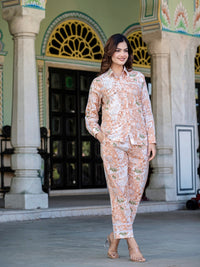 Peach Pure Cotton Lace Detailing Co-ord Set