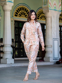 Peach Pure Cotton Lace Detailing Co-ord Set