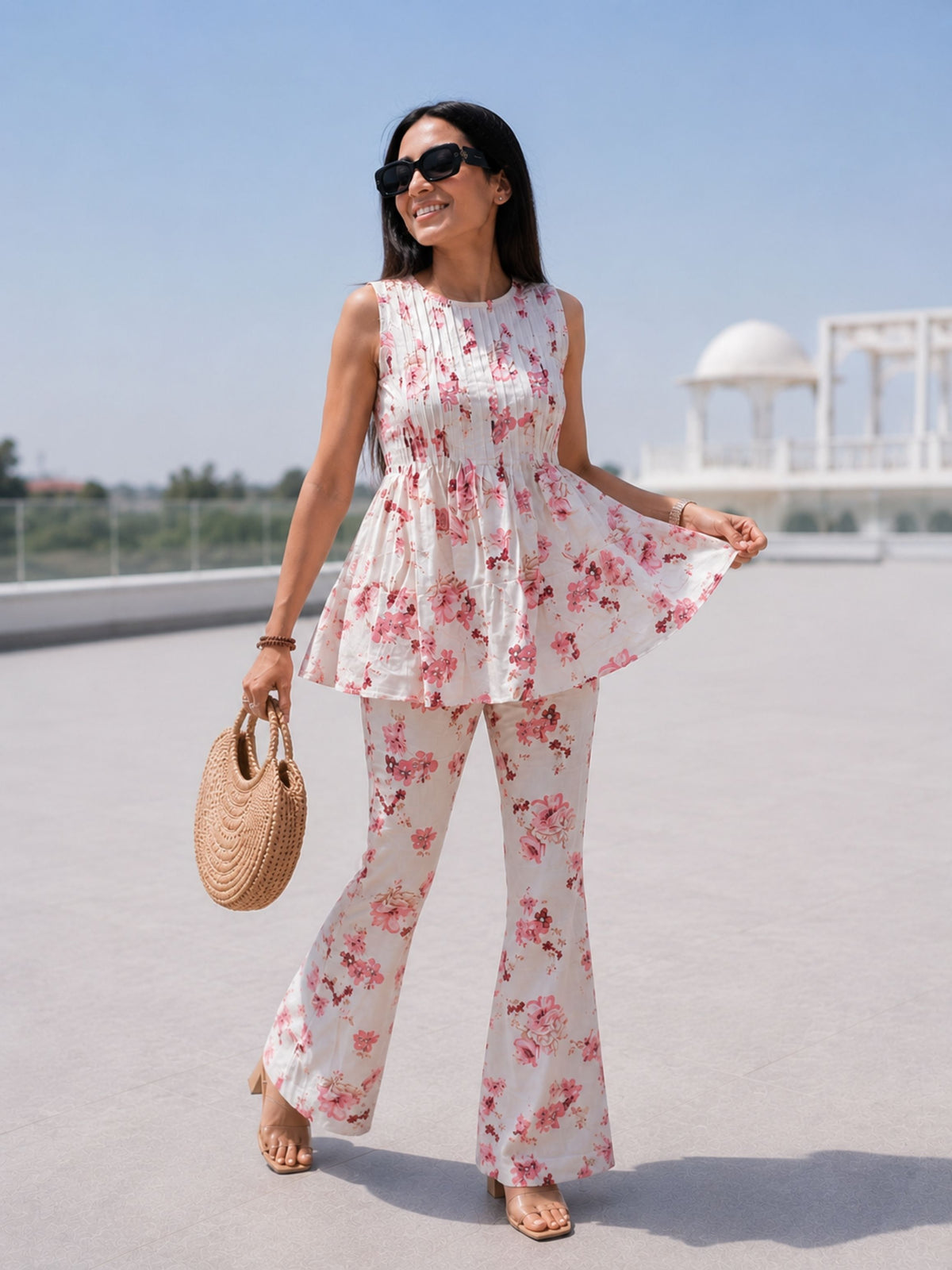 White Petal Charm  Co-ord Set