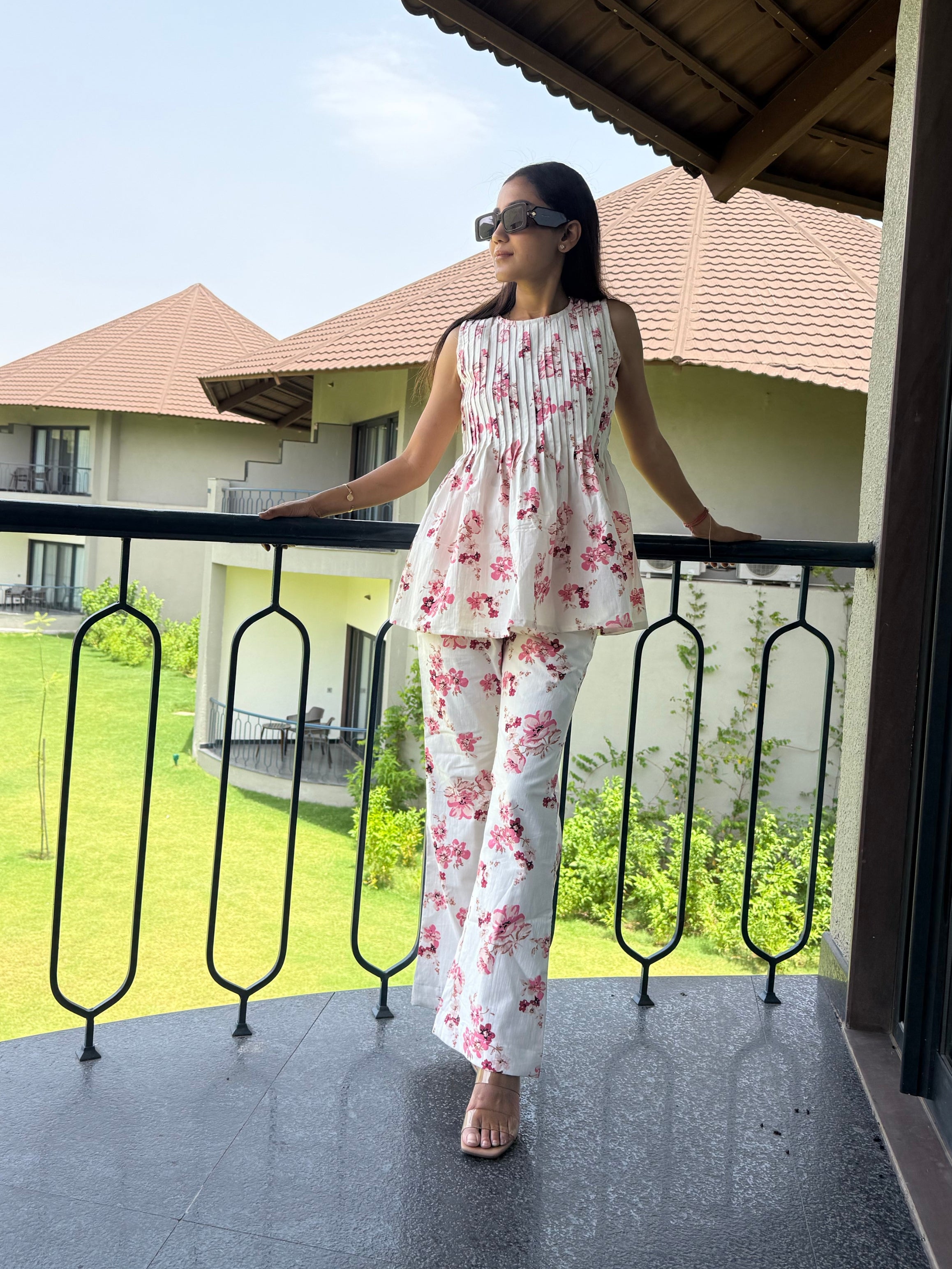 White Petal Charm  Co-ord Set