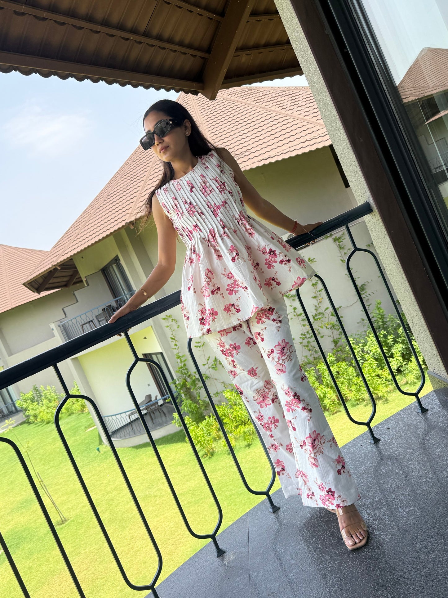 White Petal Charm  Co-ord Set