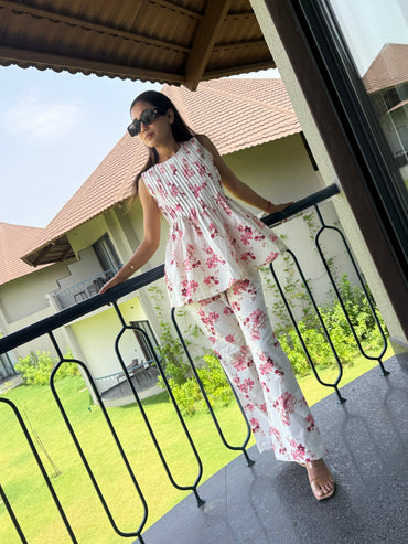 White Petal Charm  Co-ord Set