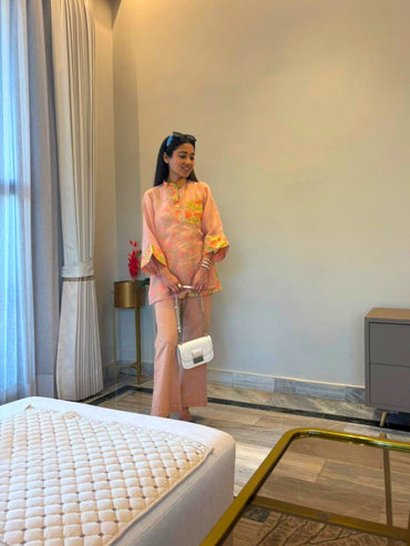 Peach Blossom 3 piece Organza Cor-ord Set