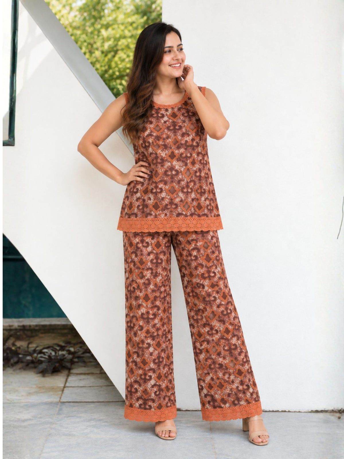 The Brown Abstract Co-ord Set