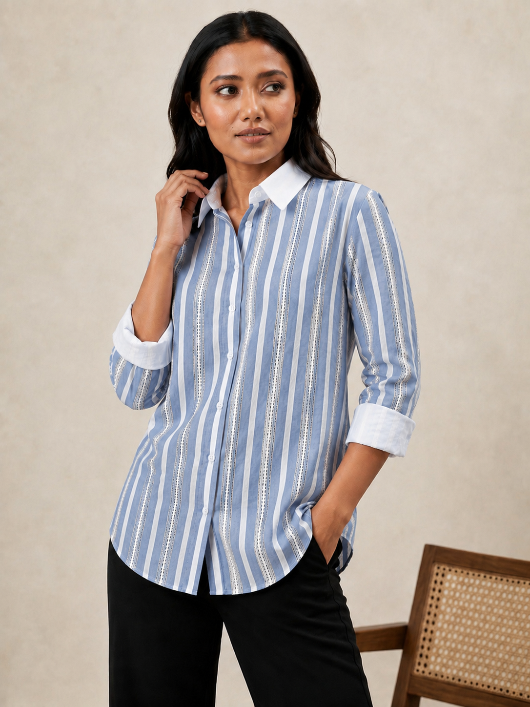 Blue Breeze Oversized Stripe Shirt