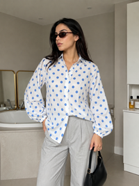 Blue Polka Dot Relaxed Shirt