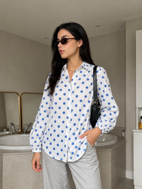 Blue Polka Dot Relaxed Shirt