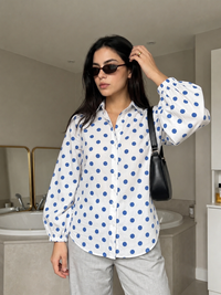 Blue Polka Dot Relaxed Shirt