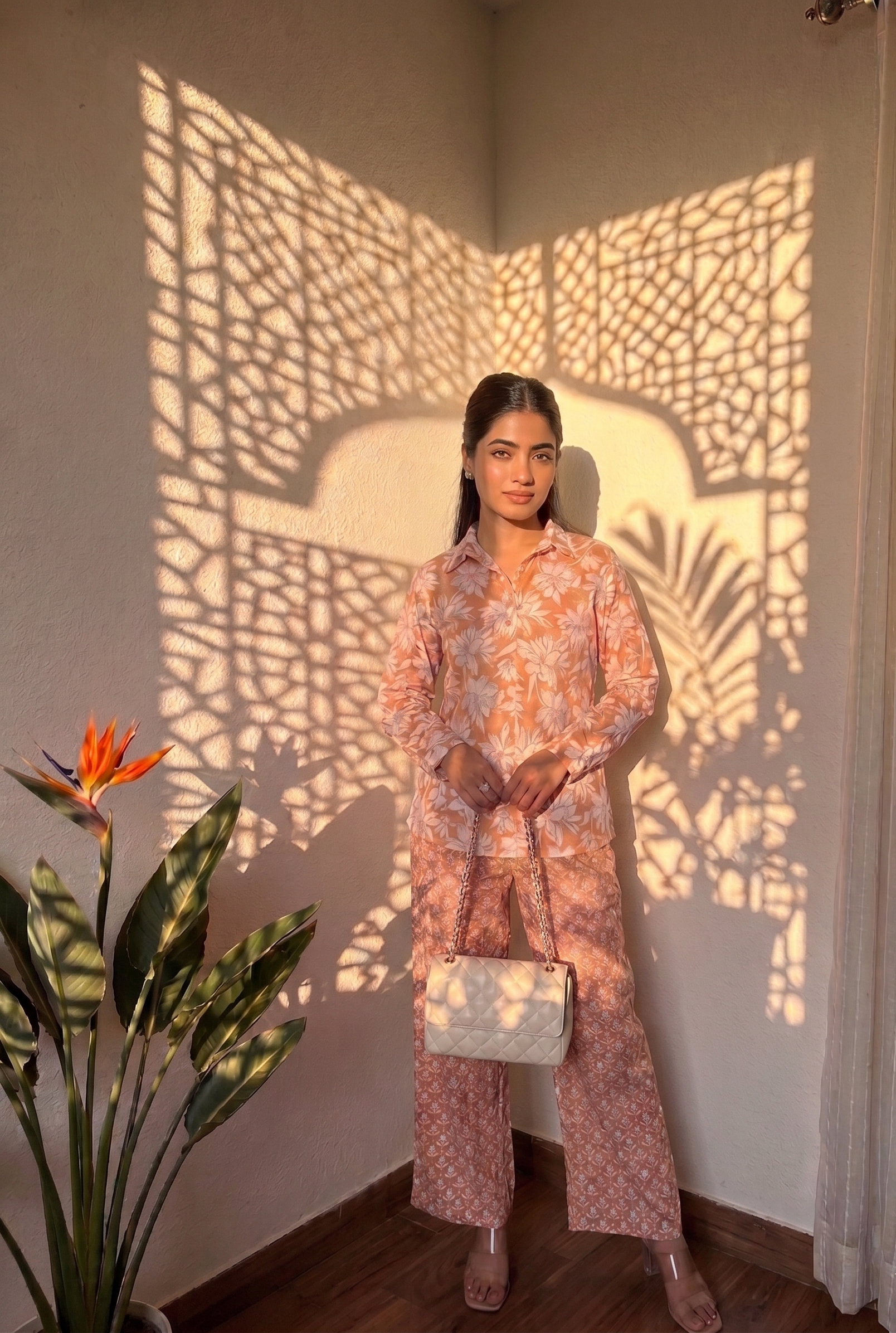 Brown Pure Cotton Floral Printed Co-ord Set