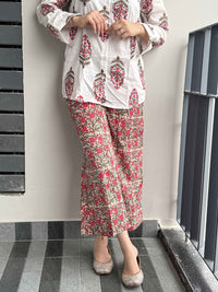 Red Pure Cotton Floral Printed Co-ord Set