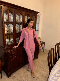 Italian Crepe Pink Palm Tree Co-Ord Set