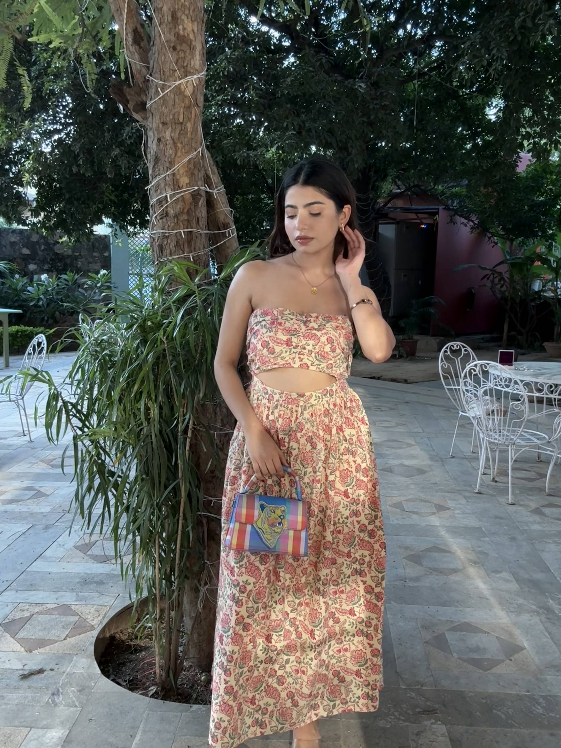 Light Pink Pure Cotton Floral Tube Dress