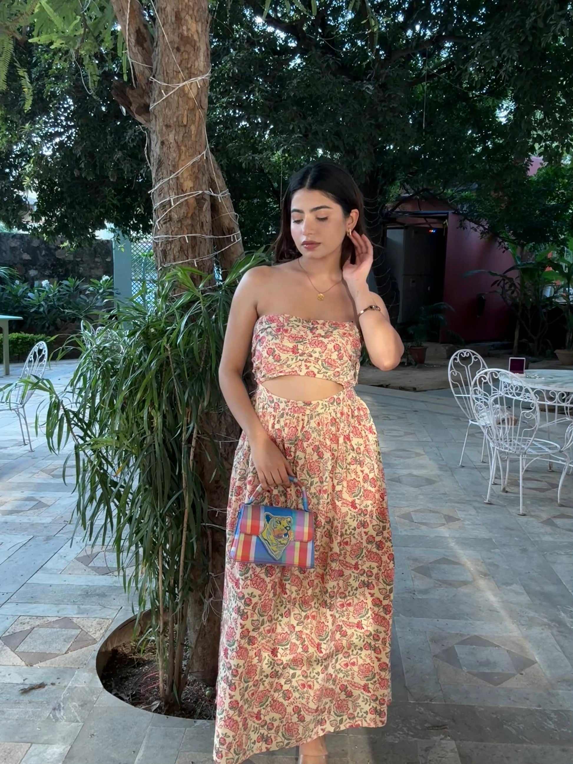 Light Pink Pure Cotton Floral Tube Dress