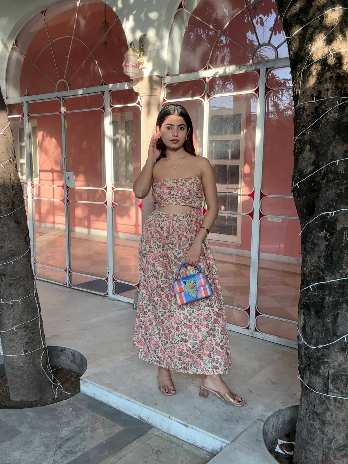 Light Pink Pure Cotton Floral Tube Dress