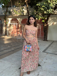 Light Pink Pure Cotton Floral Tube Dress