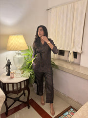 Black Cotton lurex blazar Co-ord set