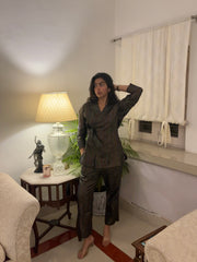 Black Cotton lurex blazar Co-ord set