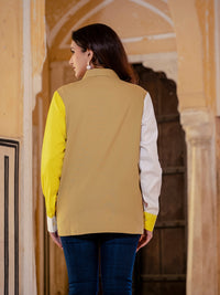 Beige Color Block Italian Cotton Shirt