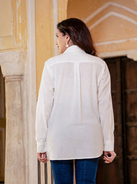 White Cotton Shirt With Yellow Patch Detailing