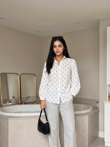 Blue Polka Dot Relaxed Shirt