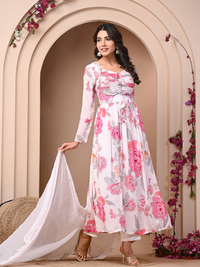 White 3 Pc Chinnon & Shantoon Padded Suit Set