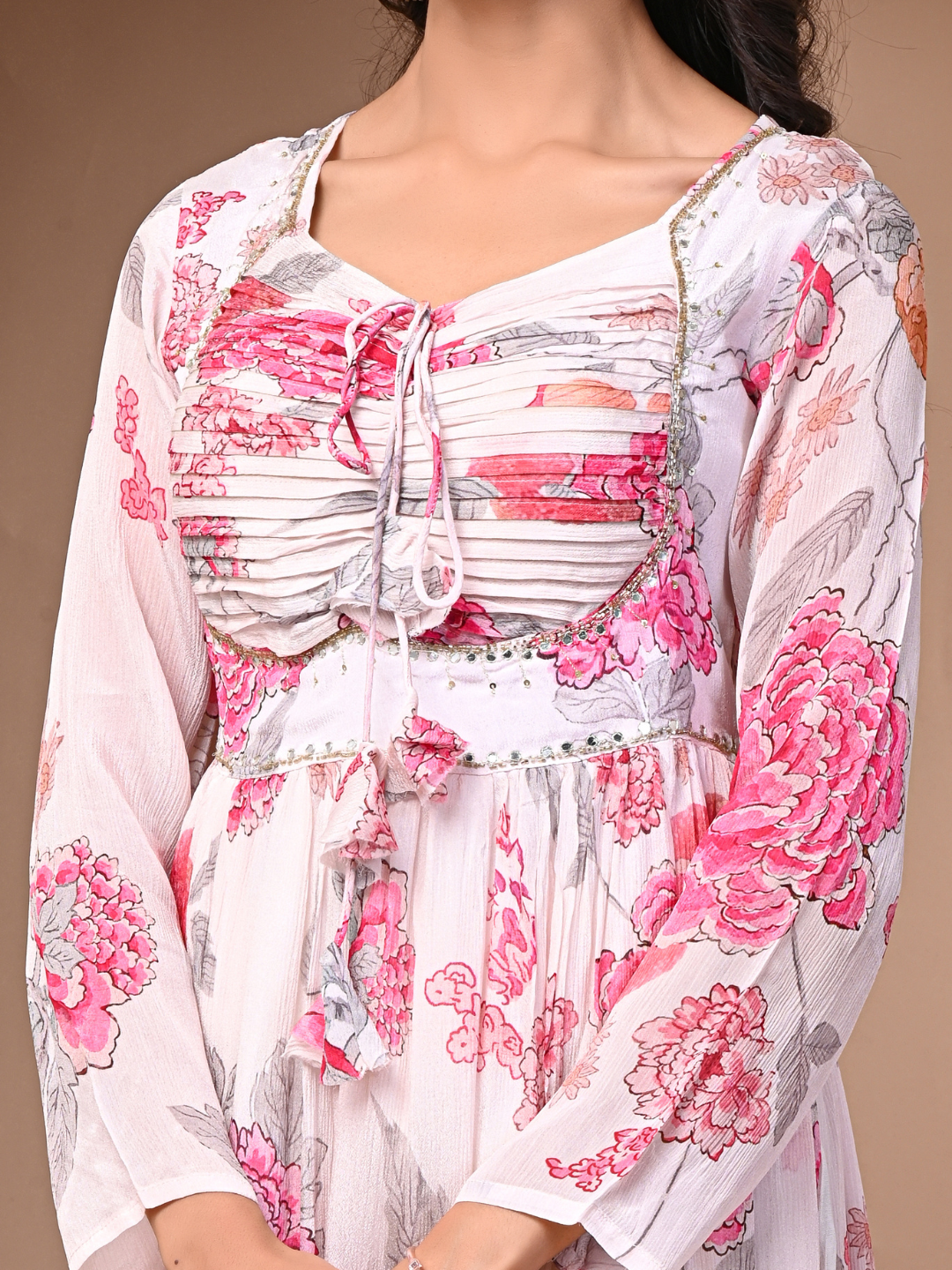 White 3 Pc Chinnon & Shantoon Padded Suit Set