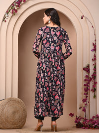 Black 3 Pc Chinnon & Shantoon Padded Suit Set