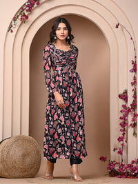 Black 3 Pc Chinnon & Shantoon Padded Suit Set