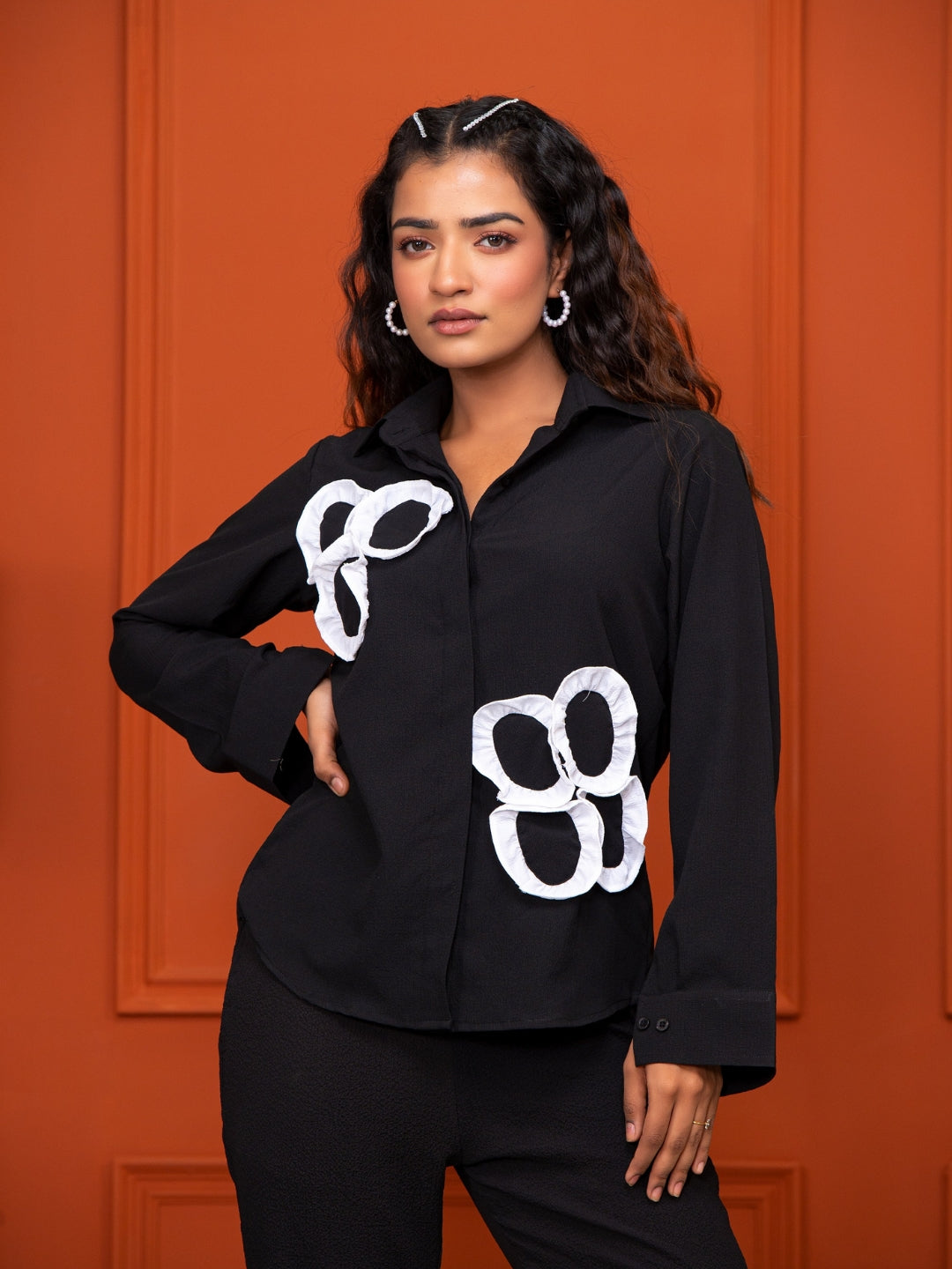 Italian Crepe White Frill Shirt