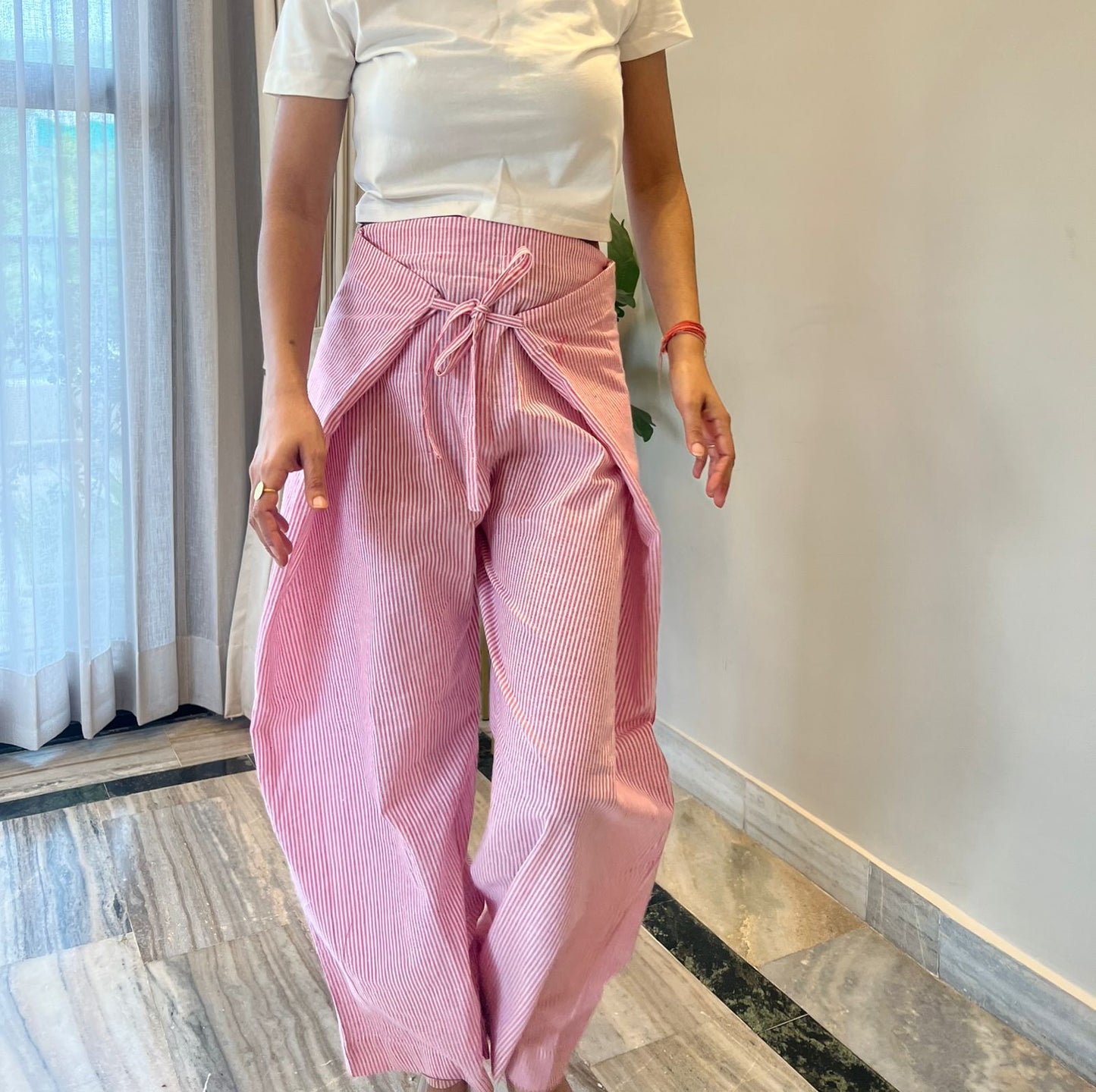 Blush Tie-Up Adjustable Pants