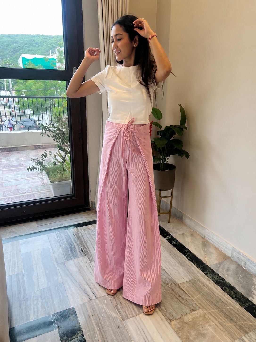 Blush Tie-Up Adjustable Pants