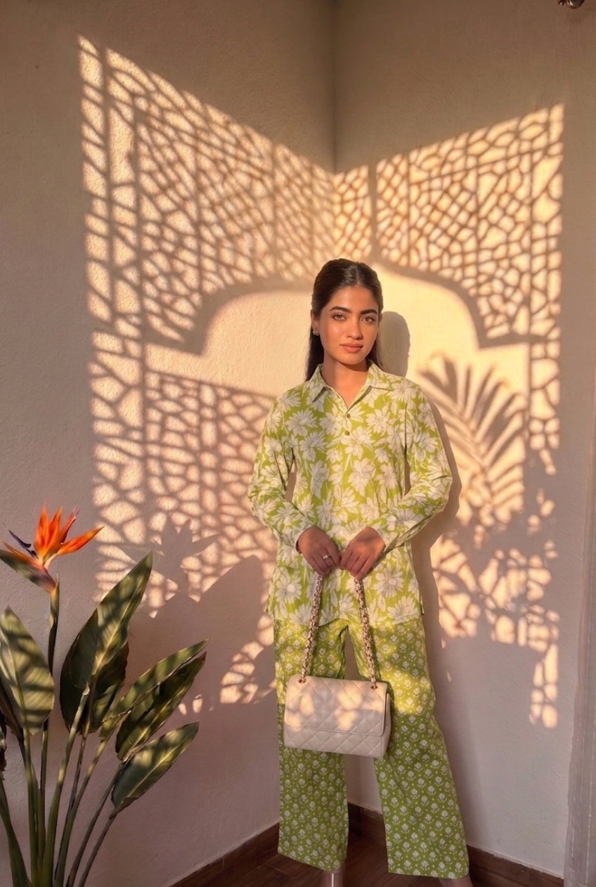 Green Pure Cotton Floral Printed Co-ord Set
