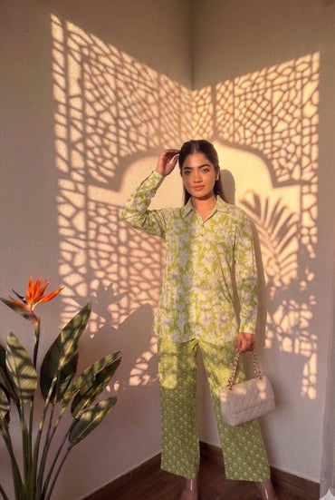 Green Pure Cotton Floral Printed Co-ord Set