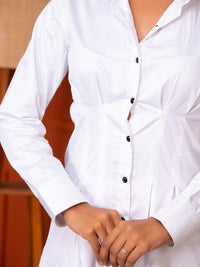 Classic White Cotton Short Dress
