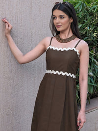 Dark Olive Green Pure Cotton Maxi Dress