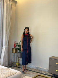 Classic Denim Red Highlight Dress