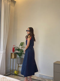 Classic Denim Red Highlight Dress