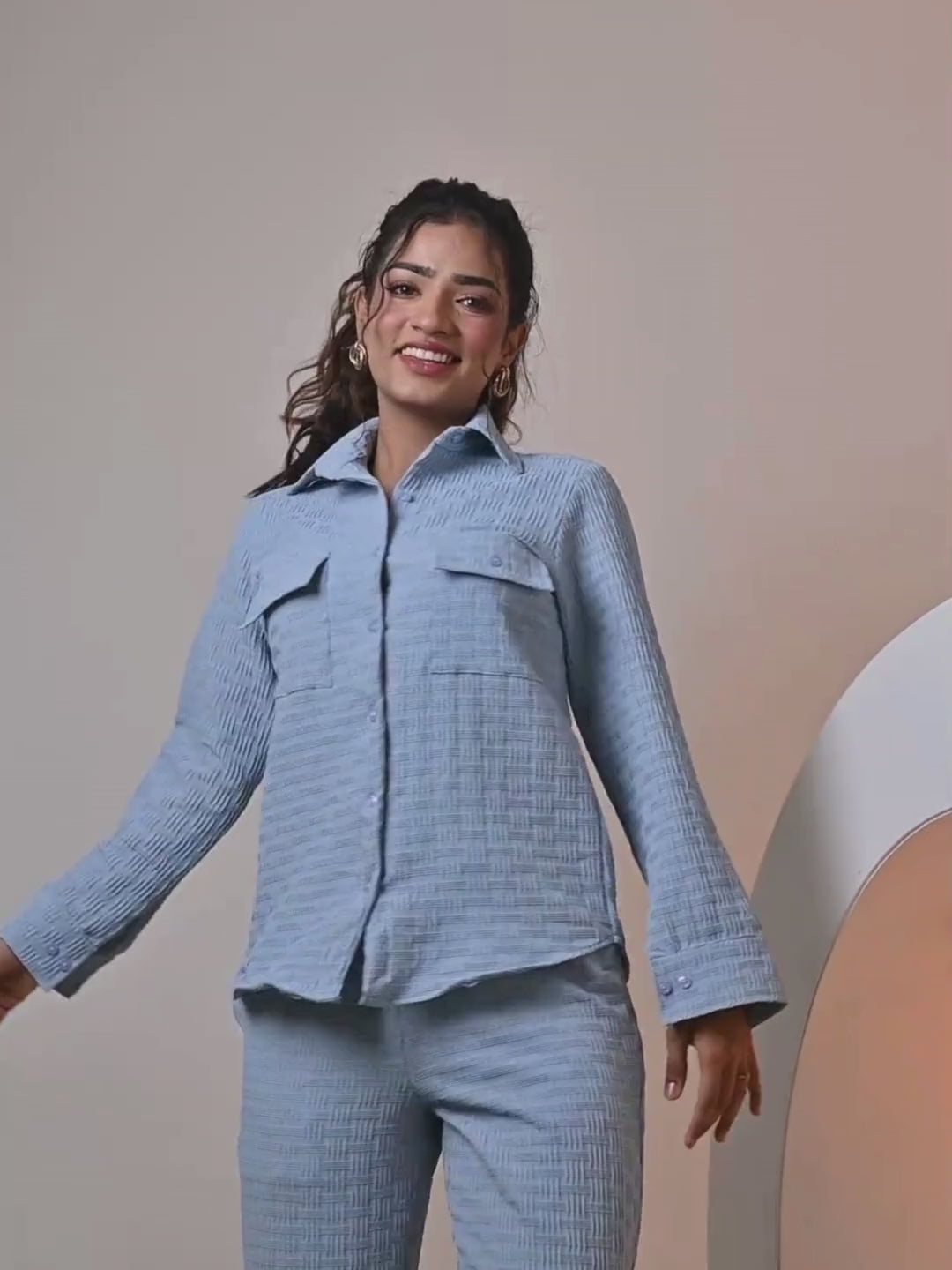 Pop Jacquard Blue 2 Pockets Co-Ord Set