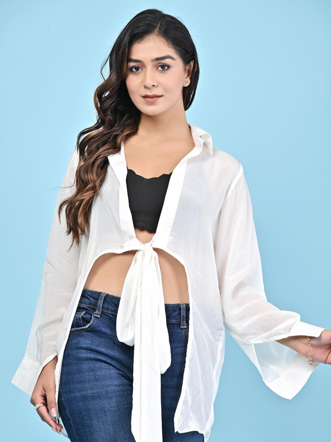 Elegant White Open Shirt