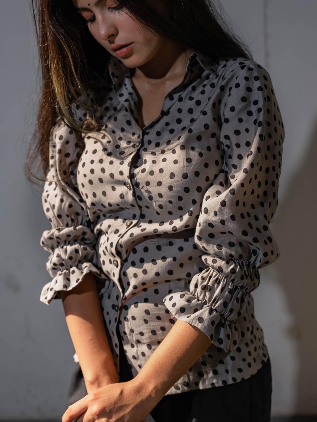 Grey Polka Dot Shirt