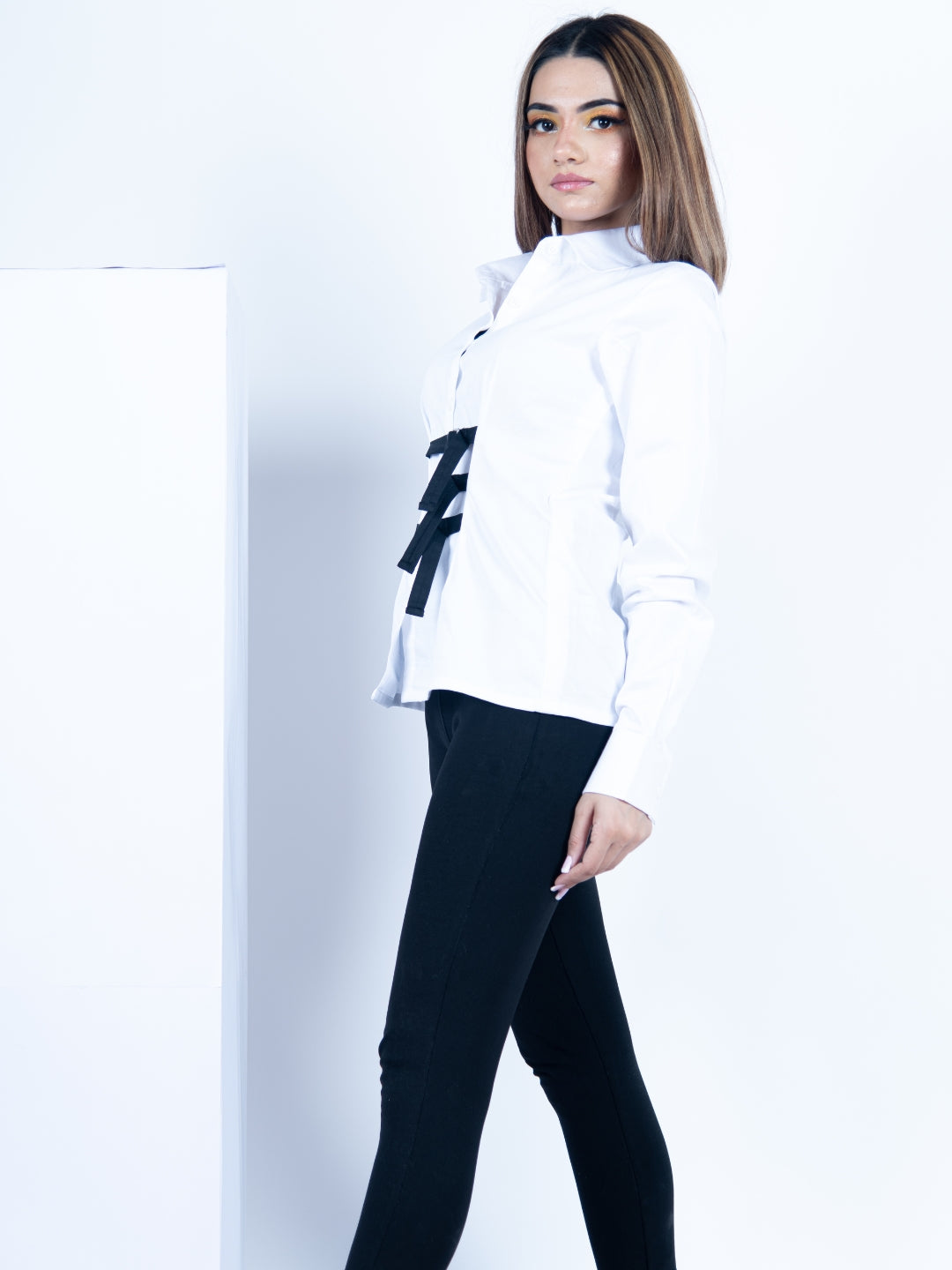 White Front Buckle Shirt