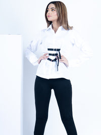 White Front Buckle Shirt