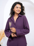 Italian Crepe Purple Palm Tree Shirt