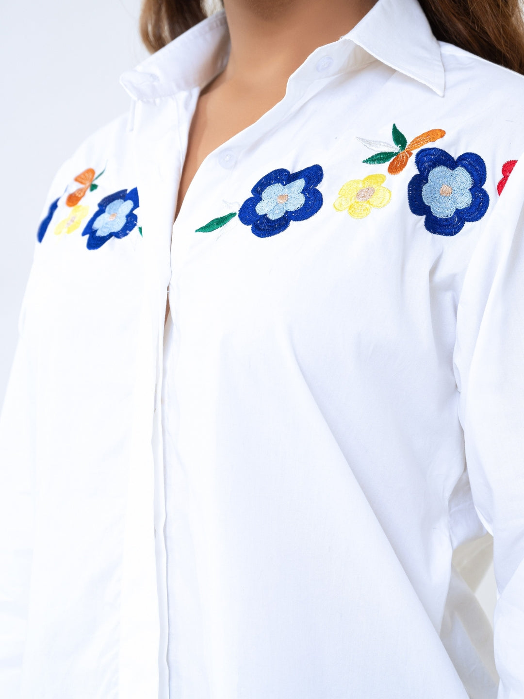 Poplin White Embroidery Shirt