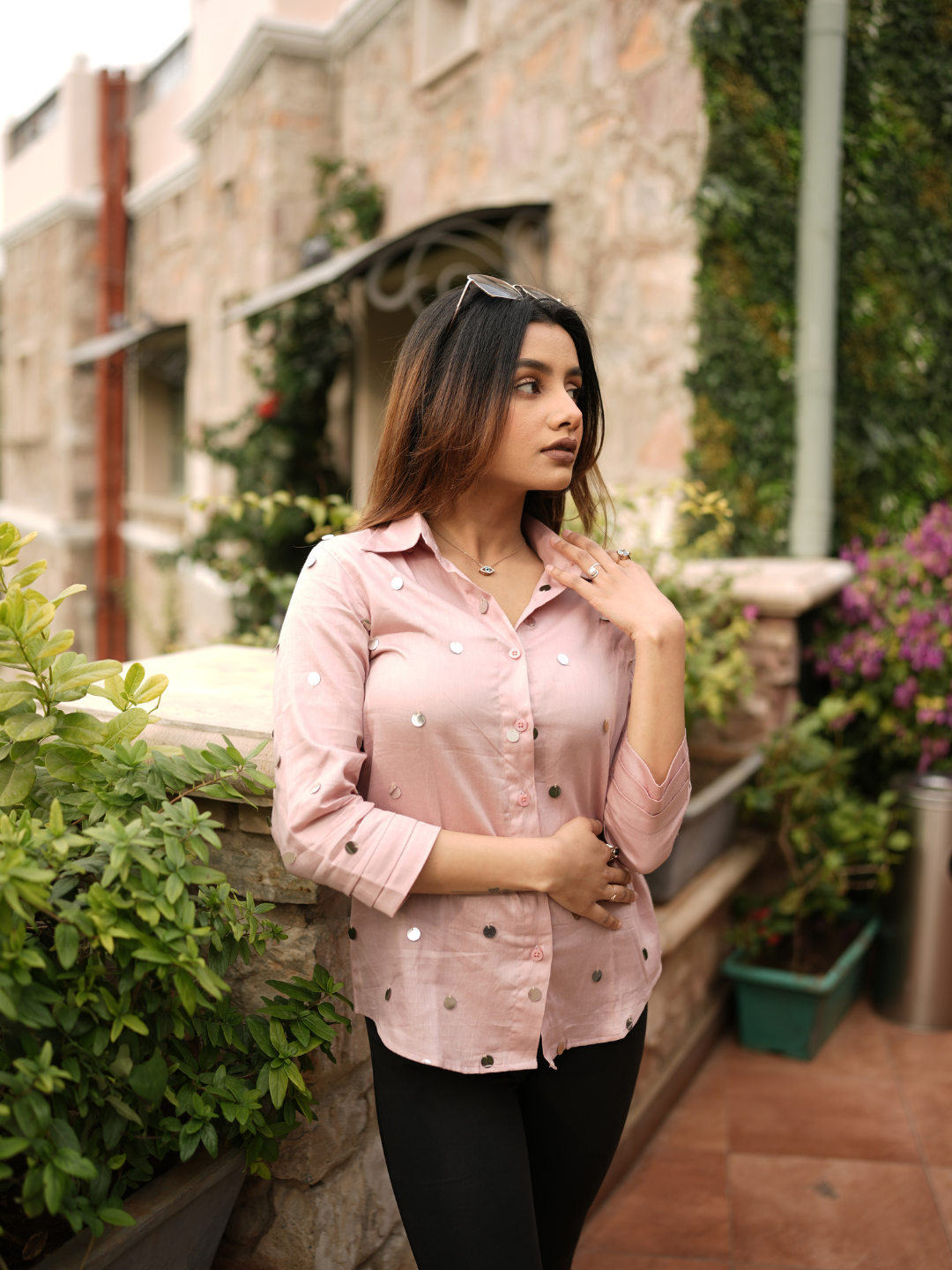 Mauve Pink Jam Cotton Mirror Shirt