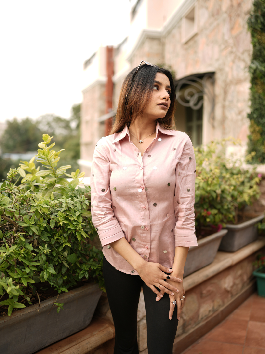 Mauve Pink Jam Cotton Mirror Shirt