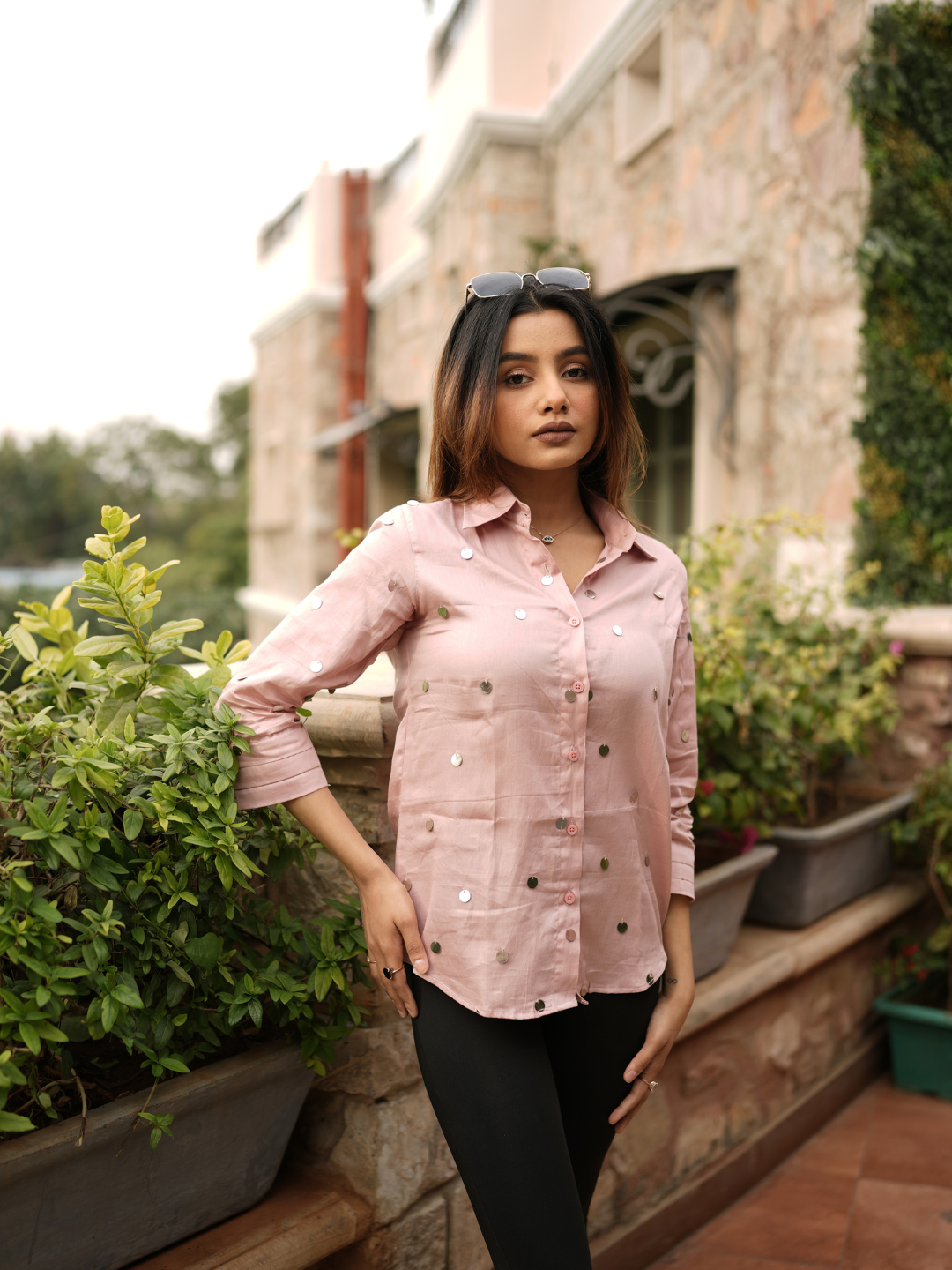 Mauve Pink Jam Cotton Mirror Shirt